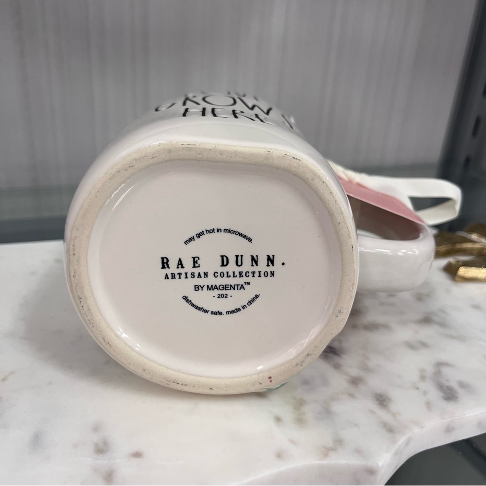 Rae Dunn Artisan Collection Mug with Black Text “Love Grows Here” - Picture 3 of 5